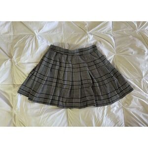 HAUTE MONDE Black & White Plaid Small Pleated Punk Skort Skirt Stretch Soft